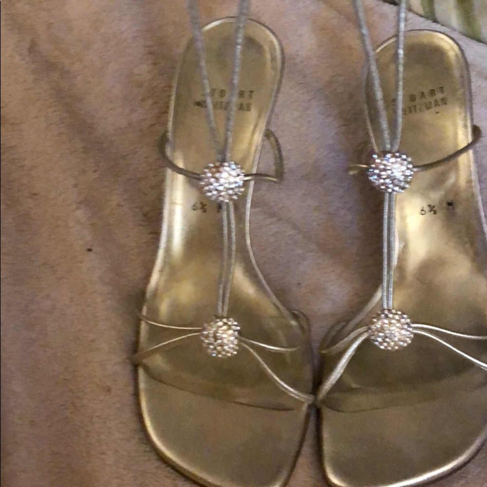 Gold tone Stuart Weitzman dress shoes